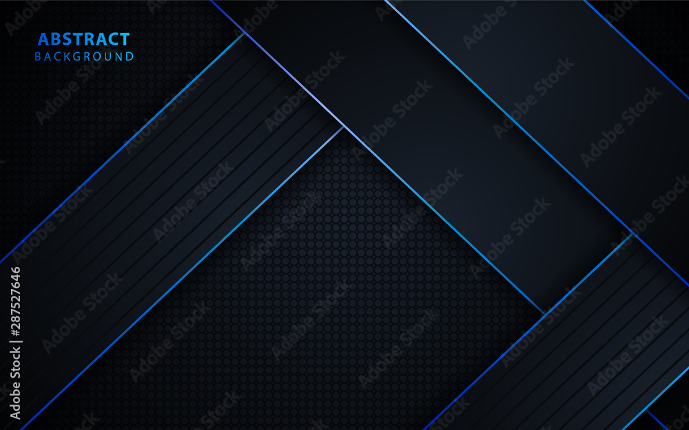 Aufkleber abstract dark blue overlapping layers background with light technology concept. vector design templa