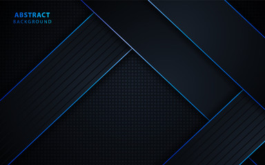 Abstract dark blue overlapping layers background with light technology concept. Vector design template for use element cover, banner, brochure, card, corporate, advertising, website