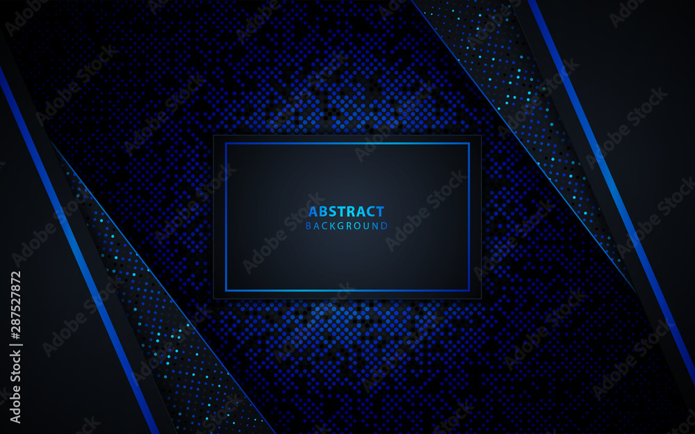 Aufkleber abstract overlapping layers dark blue background a combination with golden glitters line. vector des