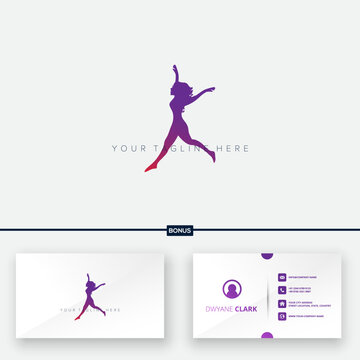 expression woman active silhouette logo designs and business card logo