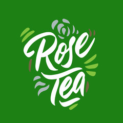 Rose tea hand drawn illustration. Template for card banner and poster for restaurant menu and package. Vector illustration