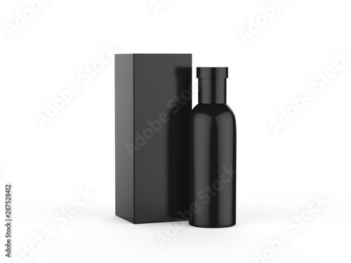 Download Perfume Bottle And Black Packaging Box Mock Up Template On Isolated White Background 3d Illustration Wall Mural Devrawat21