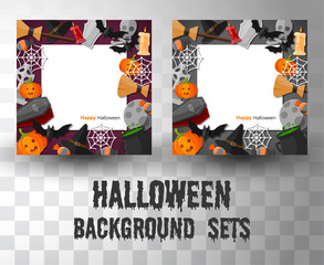 halloween flat banner template background sets with 2 different colour