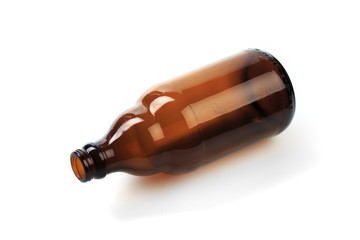 .empty beer bottle on a white background