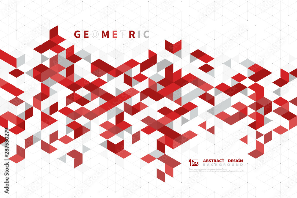 Aufkleber abstract business red color of modern technology square geometric pattern design. illustration vecto