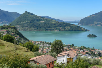 Fototapeta premium View at lake Iseo on Lombardy, Italy