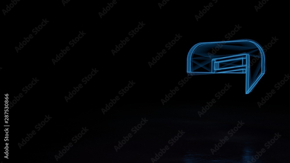 Poster 3d glowing wireframe symbol of symbol of music player isolated on black background