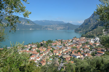 Fototapeta premium The village of Marone on lake Iseo, Italy