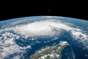 Satellite view of an hurricane Dorian approaching to USA.Elements of this image furnished by NASA.