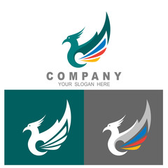 eagle logo and wings design illustration, line design vector