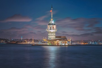 The Maiden Tower at Istanbul at night