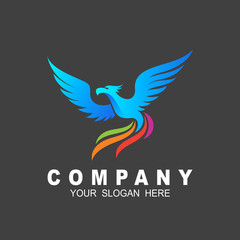 phoenix logo template, eagle logo vector,  tail icon with colorful