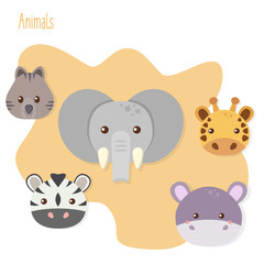 Set of five flat animals