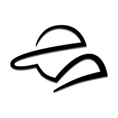 Person wearing cap symbol on white backdrop. Design element