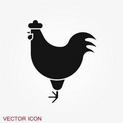 Cock icon. Rooster Flat cock icon design style vector illustrations