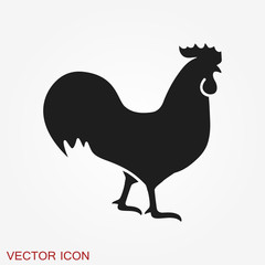 Cock icon. Rooster Flat cock icon design style vector illustrations