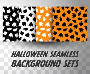 Set of seamless pattern ghosts with different colour background