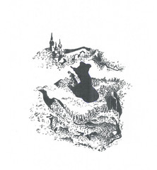 silhouette of a man on a hill, abstract illustration