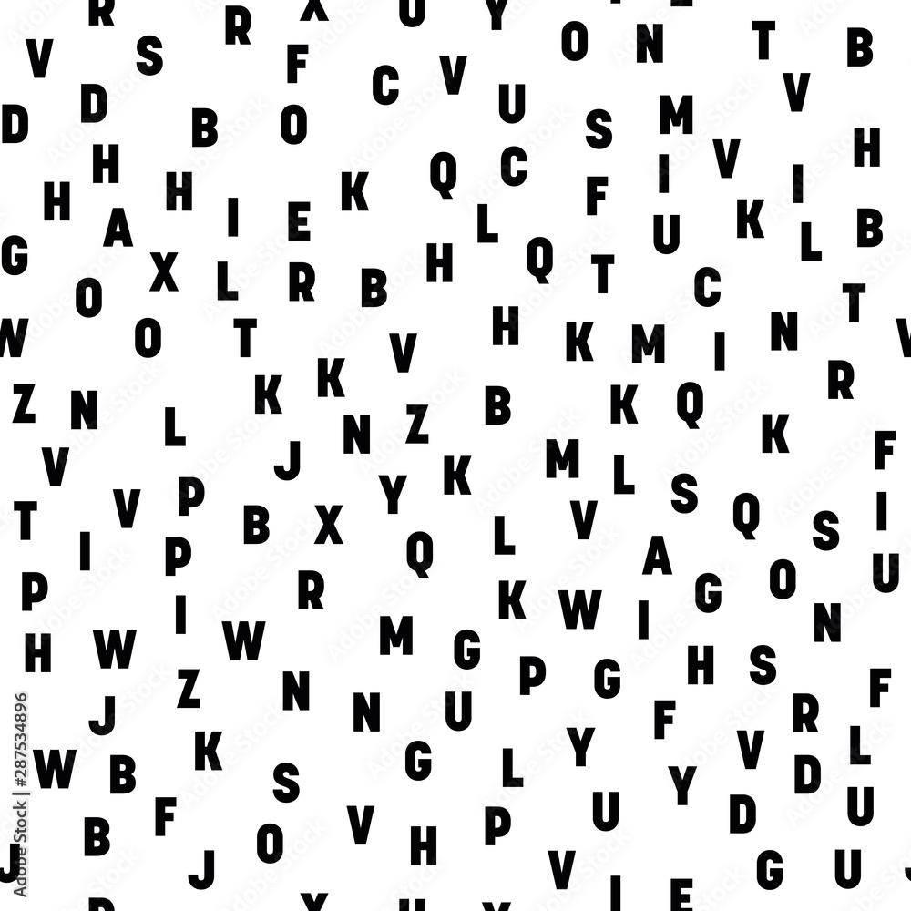 Poster seamless pattern of letters. random order signs. vector background