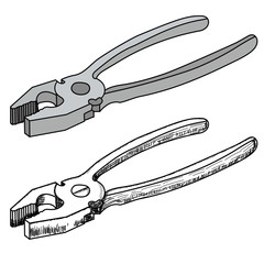 vector, on a white background, construction tool pliers and nippers, set