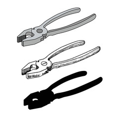 vector, on a white background, construction tool pliers and nippers, set