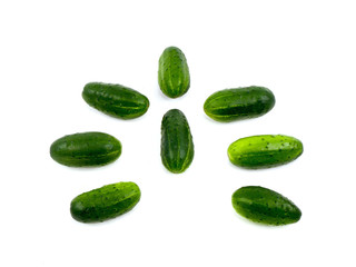 Cucumbers on a white background
