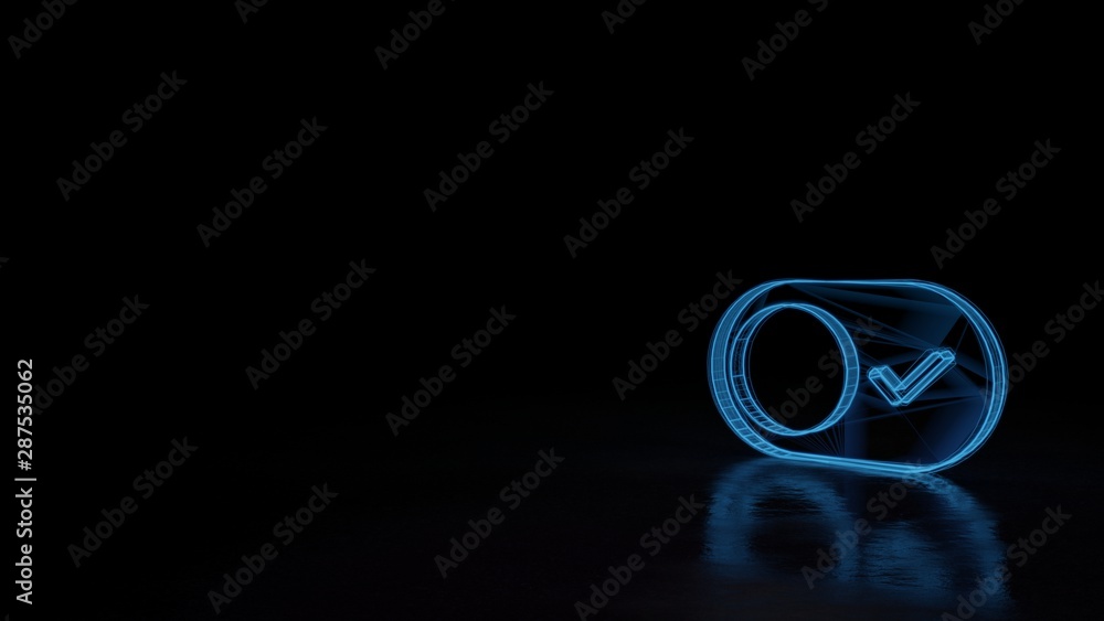 Poster 3d glowing wireframe symbol of symbol of switch isolated on black background