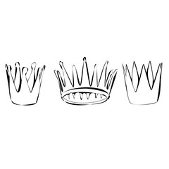 vector, on a white background, sketch of a crown