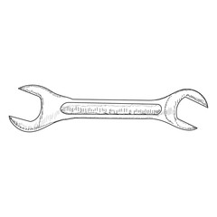 vector, on a white background, construction tool wrench, contour