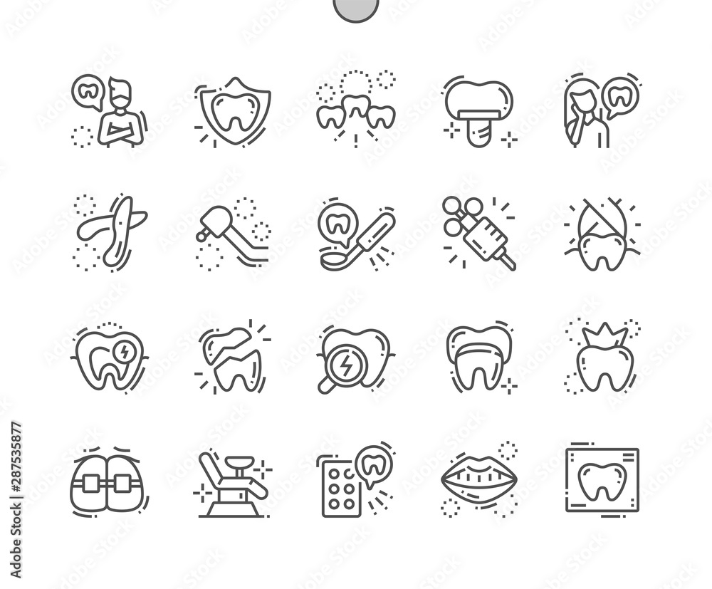 Aufkleber dentist well-crafted pixel perfect vector thin line icons 30 2x grid for web graphics and apps. simp