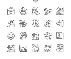 Dismssal Well-crafted Pixel Perfect Vector Thin Line Icons 30 2x Grid for Web Graphics and Apps. Simple Minimal Pictogram