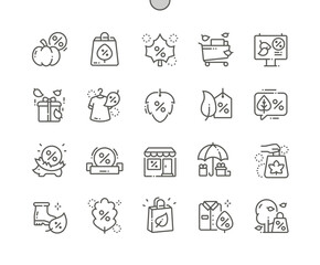 Autumn sale Well-crafted Pixel Perfect Vector Thin Line Icons 30 2x Grid for Web Graphics and Apps. Simple Minimal Pictogram