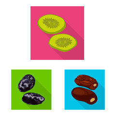 Isolated object of fruit and dried icon. Set of fruit and food stock symbol for web.