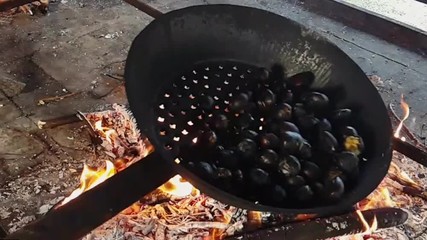 Stir-fried chestnuts, cooked over the embers, Vittorio Veneto, Italy