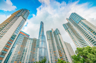 Fototapeta premium Architectural scenery of Lujiazue and the Bund in Shanghai, China