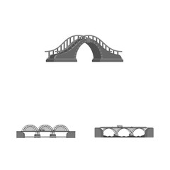 Isolated object of design and construct sign. Set of design and bridge vector icon for stock.