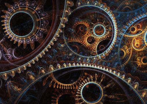 Abstract mechanical background, steampunk fractal