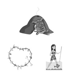Isolated object of survival and history sign. Collection of survival and prehistory vector icon for stock.