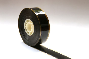  35mm Movie Trailer Film Roll on a Bobby. This is a 2-3 minute long film strip