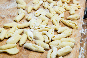 preparation of the dough to make the gnocchi