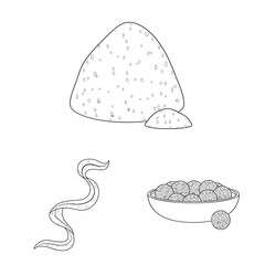 Vector illustration of food and vegan logo. Collection of food and weed vector icon for stock.