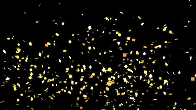 Shiny Golden Confetti Falling Over Black And Green Screen Backgrounds