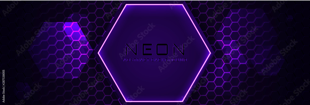 Poster abstract neon infographic background with violet light, line and texture. vector banner design in da