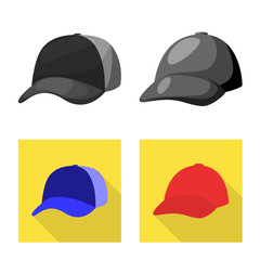 Vector design of clothing and cap sign. Collection of clothing and beret stock vector illustration.