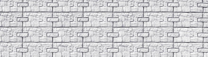 White exterior wall wide texture. Whitewashed block pattern long background