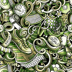 Cartoon doodles Football seamless pattern