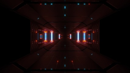 dark clean sci-fi space tunnel corridor 3d rendering background wallpaper