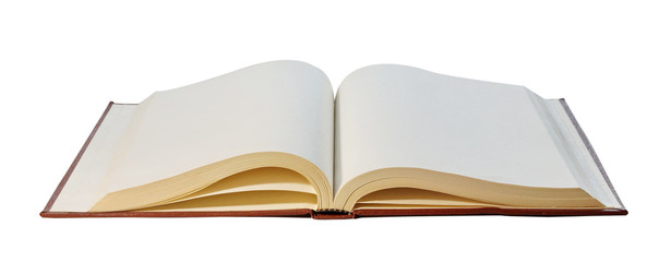 open book blank sheets isolated on white background