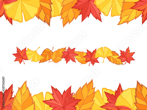 秋の紅葉 上下背景とライン素材 モミジ イチョウ ケヤキの葉っぱ Wall Mural Nora Hachio 秋の紅葉 上下背景とライン素材 モミジ イチョウ ケヤキの葉っぱ Wall Mural Nora Hachio
