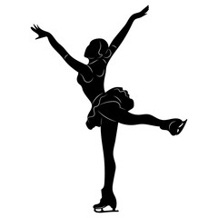 Silhouettes girls skaters. Figure skating. Black and white illustration of a figure skater. Winter sport. © Igor